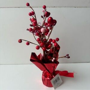 Valentine’s Day Heart & Berry Decorative Centerpiece - Red & Pink Foil Base